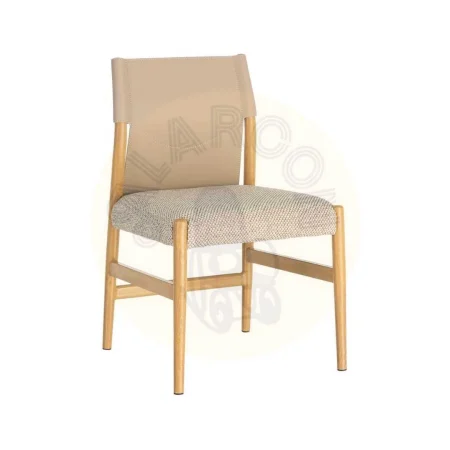 Silla metal con respaldo de símil piel y tapizado en tejido de algodón natural beige 50x50x81.50cm - Ixia - 617076IX - foto-secundaria-9