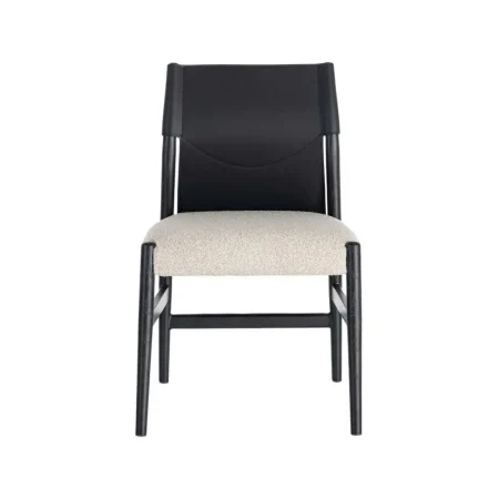 Silla de metal blanco y negro con respaldo en símil piel y tapizado de algodón 50x50x81.50cm - Ixia - 617077IX - foto-blanco