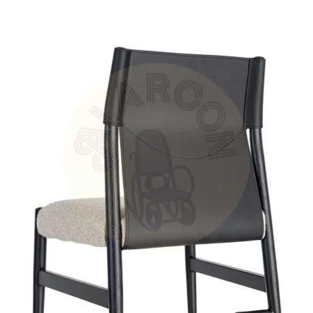 Silla de metal blanco y negro con respaldo en símil piel y tapizado de algodón 50x50x81.50cm - Ixia - 617077IX - foto-secundaria-2