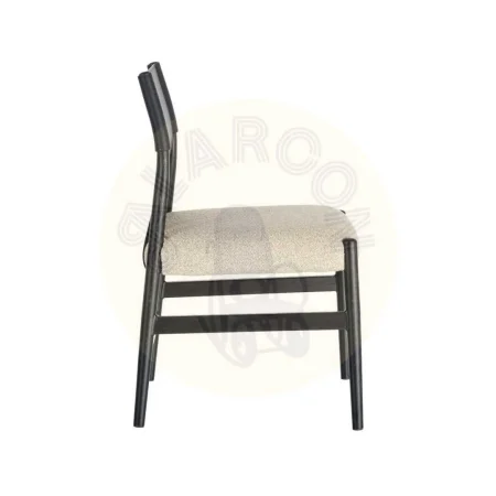Silla de metal blanco y negro con respaldo en símil piel y tapizado de algodón 50x50x81.50cm - Ixia - 617077IX - foto-secundaria-3
