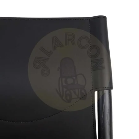 Silla de metal blanco y negro con respaldo en símil piel y tapizado de algodón 50x50x81.50cm - Ixia - 617077IX - foto-secundaria-4