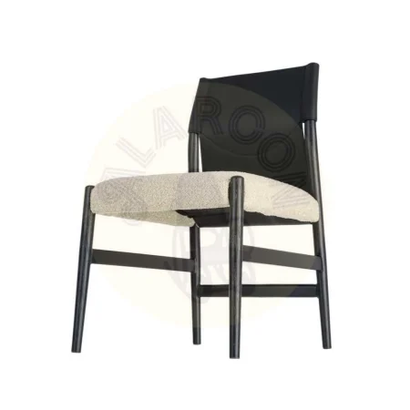 Silla de metal blanco y negro con respaldo en símil piel y tapizado de algodón 50x50x81.50cm - Ixia - 617077IX - foto-secundaria-5