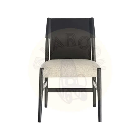 Silla de metal blanco y negro con respaldo en símil piel y tapizado de algodón 50x50x81.50cm - Ixia - 617077IX - foto-secundaria-6