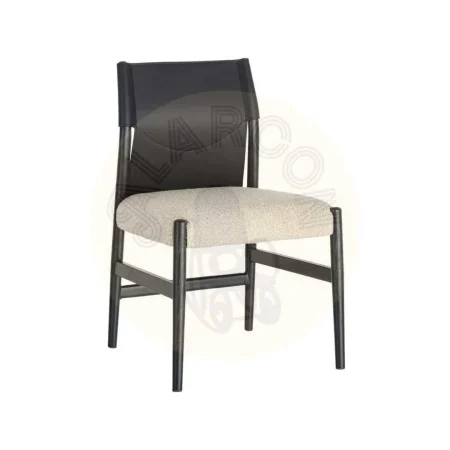 Silla de metal blanco y negro con respaldo en símil piel y tapizado de algodón 50x50x81.50cm - Ixia - 617077IX - foto-secundaria-9