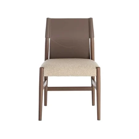 Silla de metal y tejido efecto símil piel marrón taupe con relleno foam 50x50x81.50cm - Ixia - 617078IX - foto-blanco