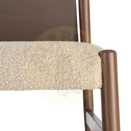 Silla de metal y tejido efecto símil piel marrón taupe con relleno foam 50x50x81.50cm - Ixia - 617078IX - foto-secundaria-1