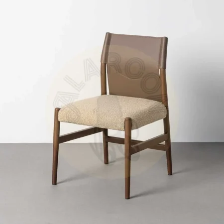Silla de metal y tejido efecto símil piel marrón taupe con relleno foam 50x50x81.50cm - Ixia - 617078IX - foto-secundaria-10