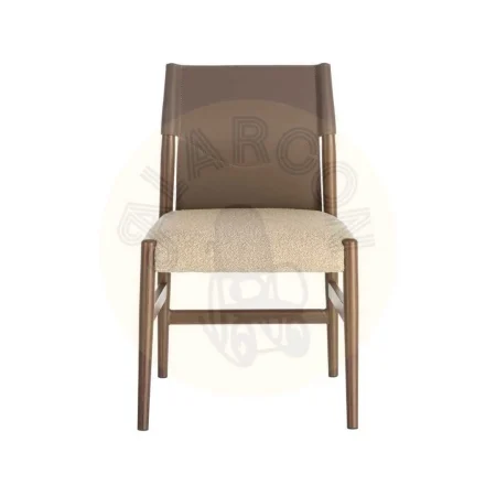 Silla de metal y tejido efecto símil piel marrón taupe con relleno foam 50x50x81.50cm - Ixia - 617078IX - foto-secundaria-6
