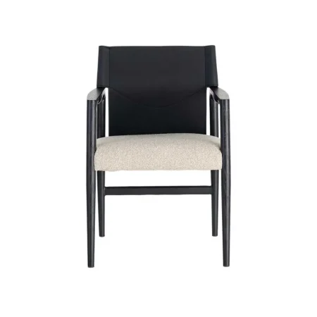Silla con brazos de metal y respaldo en símil piel blanco y negro 50x50x81.50cm - Ixia - 617079IX - foto-blanco