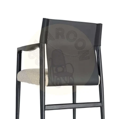 Silla con brazos de metal y respaldo en símil piel blanco y negro 50x50x81.50cm - Ixia - 617079IX - foto-secundaria-2