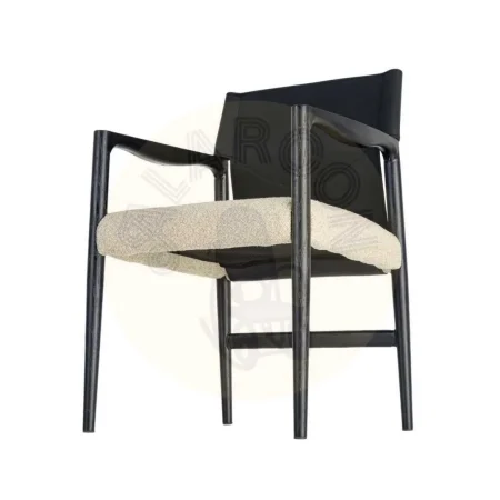 Silla con brazos de metal y respaldo en símil piel blanco y negro 50x50x81.50cm - Ixia - 617079IX - foto-secundaria-5