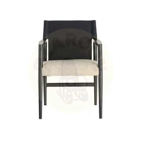 Silla con brazos de metal y respaldo en símil piel blanco y negro 50x50x81.50cm - Ixia - 617079IX - foto-secundaria-6