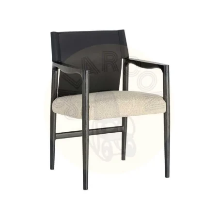 Silla con brazos de metal y respaldo en símil piel blanco y negro 50x50x81.50cm - Ixia - 617079IX - foto-secundaria-9