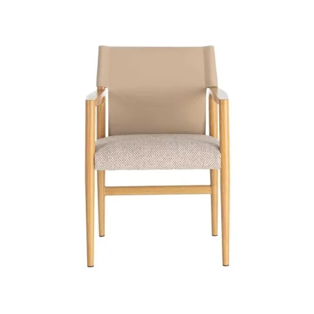 Silla con brazos de metal respaldo en símil piel tapizada en algodón natural beige 50x50x81.50cm - Ixia - 617080IX - foto-blanco