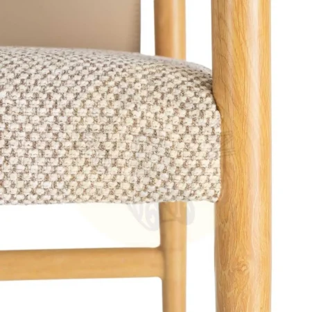 Silla con brazos de metal respaldo en símil piel tapizada en algodón natural beige 50x50x81.50cm - Ixia - 617080IX - foto-secundaria-1