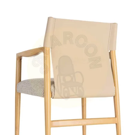 Silla con brazos de metal respaldo en símil piel tapizada en algodón natural beige 50x50x81.50cm - Ixia - 617080IX - foto-secundaria-2