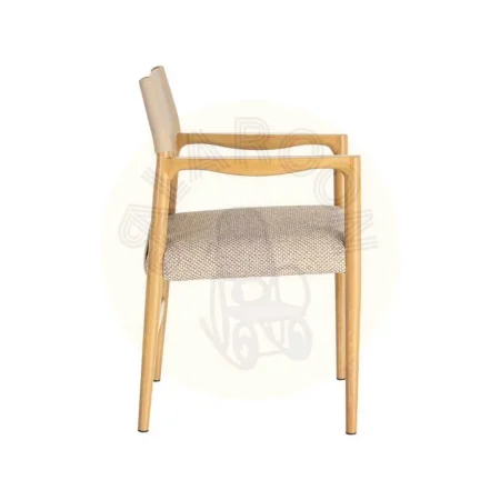 Silla con brazos de metal respaldo en símil piel tapizada en algodón natural beige 50x50x81.50cm - Ixia - 617080IX - foto-secundaria-3
