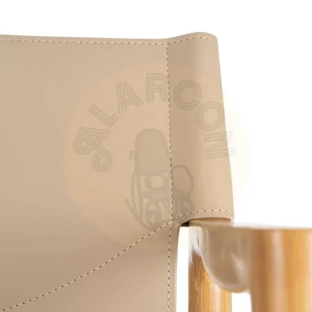 Silla con brazos de metal respaldo en símil piel tapizada en algodón natural beige 50x50x81.50cm - Ixia - 617080IX - foto-secundaria-4