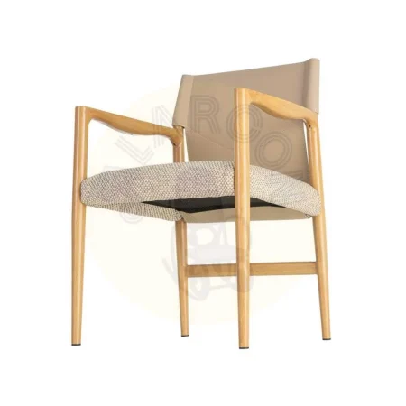 Silla con brazos de metal respaldo en símil piel tapizada en algodón natural beige 50x50x81.50cm - Ixia - 617080IX - foto-secundaria-5