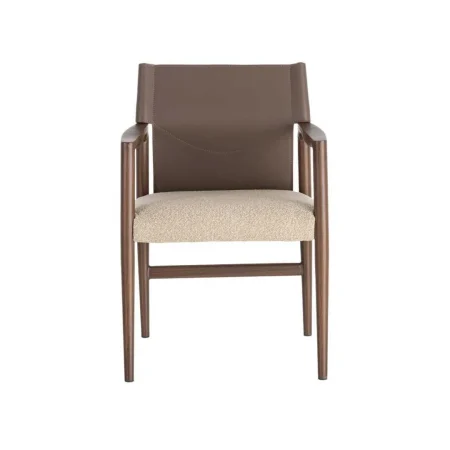 Silla con brazos de metal y respaldo símil piel marrón taupe 50x50x81.50cm - Ixia - 617081IX - foto-blanco