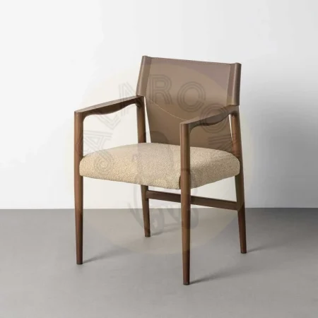 Silla con brazos de metal y respaldo símil piel marrón taupe 50x50x81.50cm - Ixia - 617081IX - foto-secundaria-10