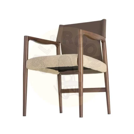 Silla con brazos de metal y respaldo símil piel marrón taupe 50x50x81.50cm - Ixia - 617081IX - foto-secundaria-5