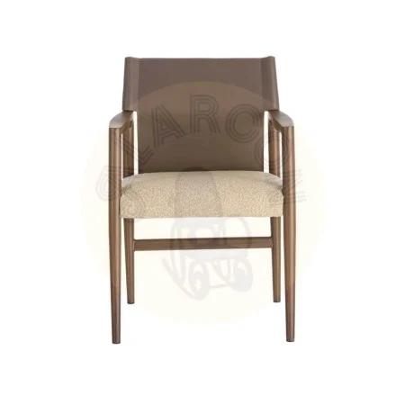 Silla con brazos de metal y respaldo símil piel marrón taupe 50x50x81.50cm - Ixia - 617081IX - foto-secundaria-6