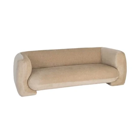Sofá 3 plazas tapizado en tejido 100% poliéster beige 226x94x73cm - Ixia - 617082IX - foto-blanco