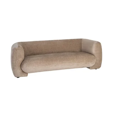 Sofá 3 plazas tapizado en tejido 100% poliéster color taupe 226x94x73cm - Ixia - 617083IX - foto-blanco