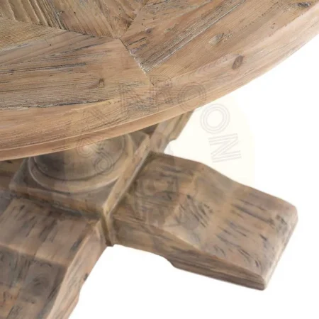 Mesa de comedor cuadrada en madera de pino reciclada con tablero de 4+4cm y base 120x120x76cm - Ixia - 617087IX - foto-secundaria-3