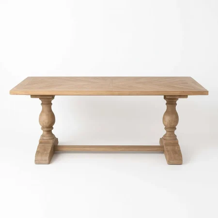 Mesa de comedor de madera de pino reciclada con tablero de 4cm 240x105x76cm - Ixia - 617088IX - foto-blanco