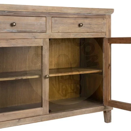 Mueble recibidor en madera de pino reciclada con cajones y puerta 110x42x88cm - Ixia - 617089IX - foto-secundaria-4