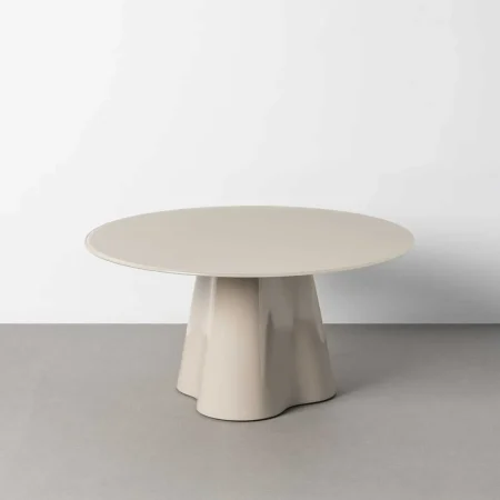 Mesa de centro crema en DM con sobre de cristal templado 80x80x40cm - Ixia - 617096IX - foto-blanco