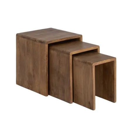 Juego de 3 mesitas nido en madera de mango 45x45x50.50cm - Ixia - 617147IX - foto-blanco