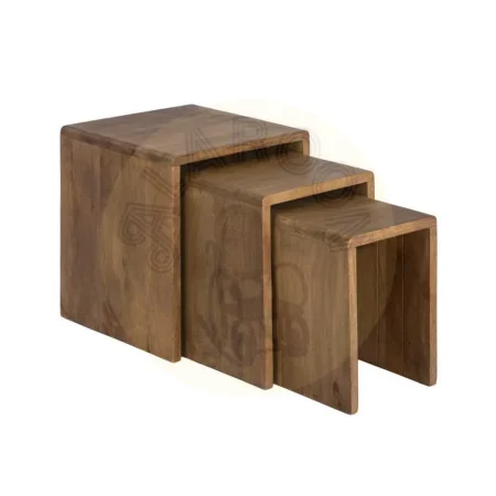 Juego de 3 mesitas nido en madera de mango 45x45x50.50cm - Ixia - 617147IX - foto-secundaria-4