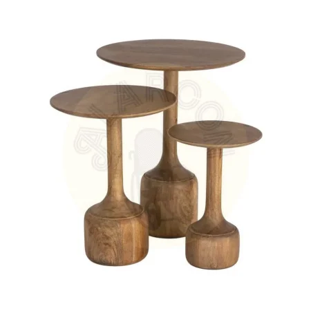 Set de 3 mesitas en madera de mango 50x50x62.50cm - Ixia - 617148IX - foto-secundaria-4