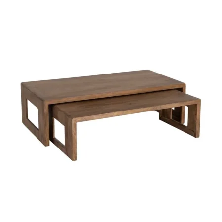 Set de 2 mesitas de centro en madera de mango 140x70x40.50cm - Ixia - 617150IX - foto-blanco