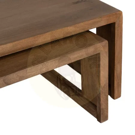 Set de 2 mesitas de centro en madera de mango 140x70x40.50cm - Ixia - 617150IX - foto-secundaria-3