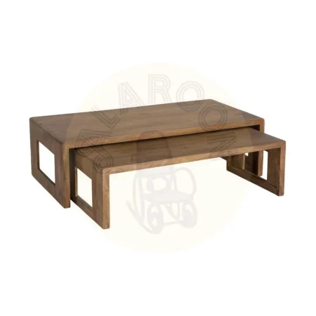 Set de 2 mesitas de centro en madera de mango 140x70x40.50cm - Ixia - 617150IX - foto-secundaria-6