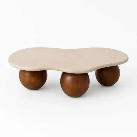 Mesa de centro en madera de mango y mármol 119x81x27cm - Ixia - 617179IX - foto-blanco