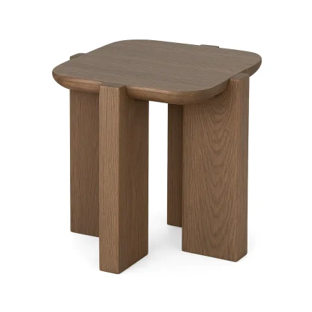 Mesita auxiliar de madera de roble natural 40x40x45cm - Ixia - 617212IX - foto-blanco