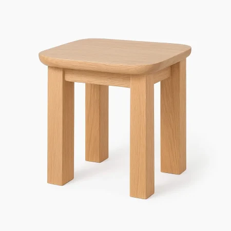 Mesita auxiliar de roble marrón 40x40x45cm - Ixia - 617213IX - foto-blanco