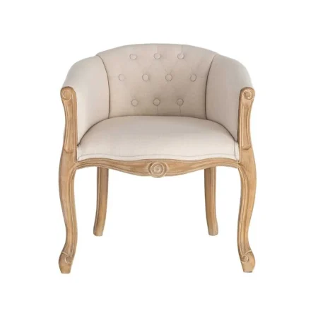 Sillón tejido en lino con patas de madera color natural blanco asiento 63x60x69cm - Ixia - 617248IX - foto-blanco