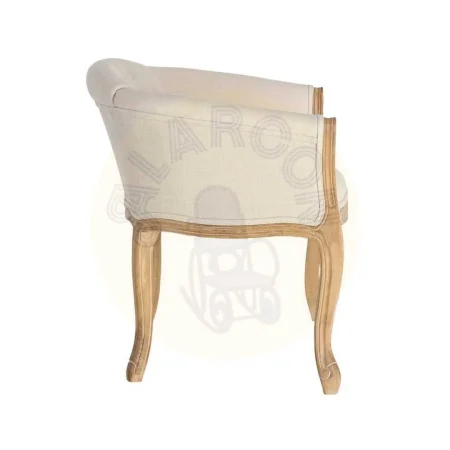 Sillón tejido en lino con patas de madera color natural blanco asiento 63x60x69cm - Ixia - 617248IX - foto-secundaria-2