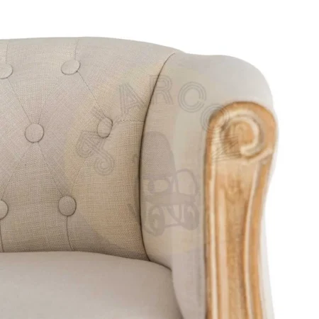 Sillón tejido en lino con patas de madera color natural blanco asiento 63x60x69cm - Ixia - 617248IX - foto-secundaria-3