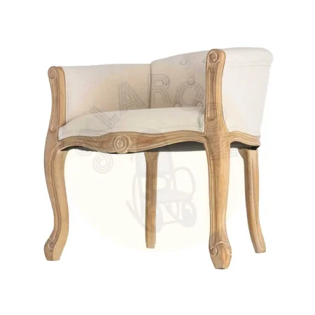 Sillón tejido en lino con patas de madera color natural blanco asiento 63x60x69cm - Ixia - 617248IX - foto-secundaria-4
