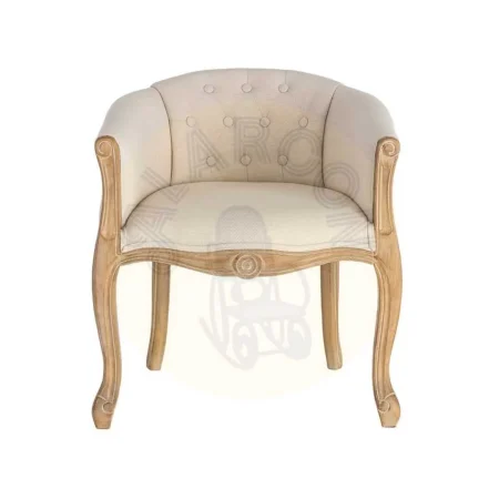 Sillón tejido en lino con patas de madera color natural blanco asiento 63x60x69cm - Ixia - 617248IX - foto-secundaria-5