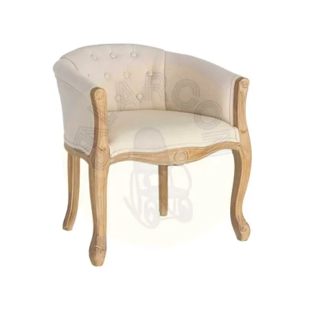 Sillón tejido en lino con patas de madera color natural blanco asiento 63x60x69cm - Ixia - 617248IX - foto-secundaria-9