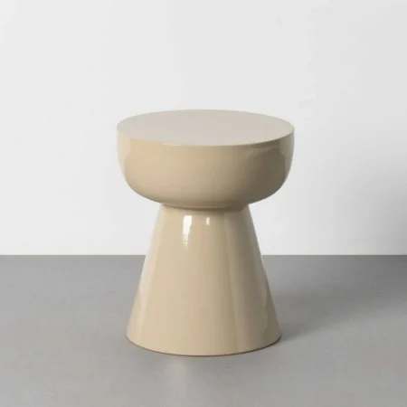 Mesita auxiliar de metal acabado brillo color taupe 34x34x40cm - Ixia - 617276IX - foto-blanco