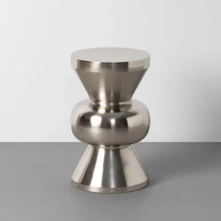 Mesita auxiliar de metal color acero 30x30x50cm - Ixia - 617283IX - foto-blanco